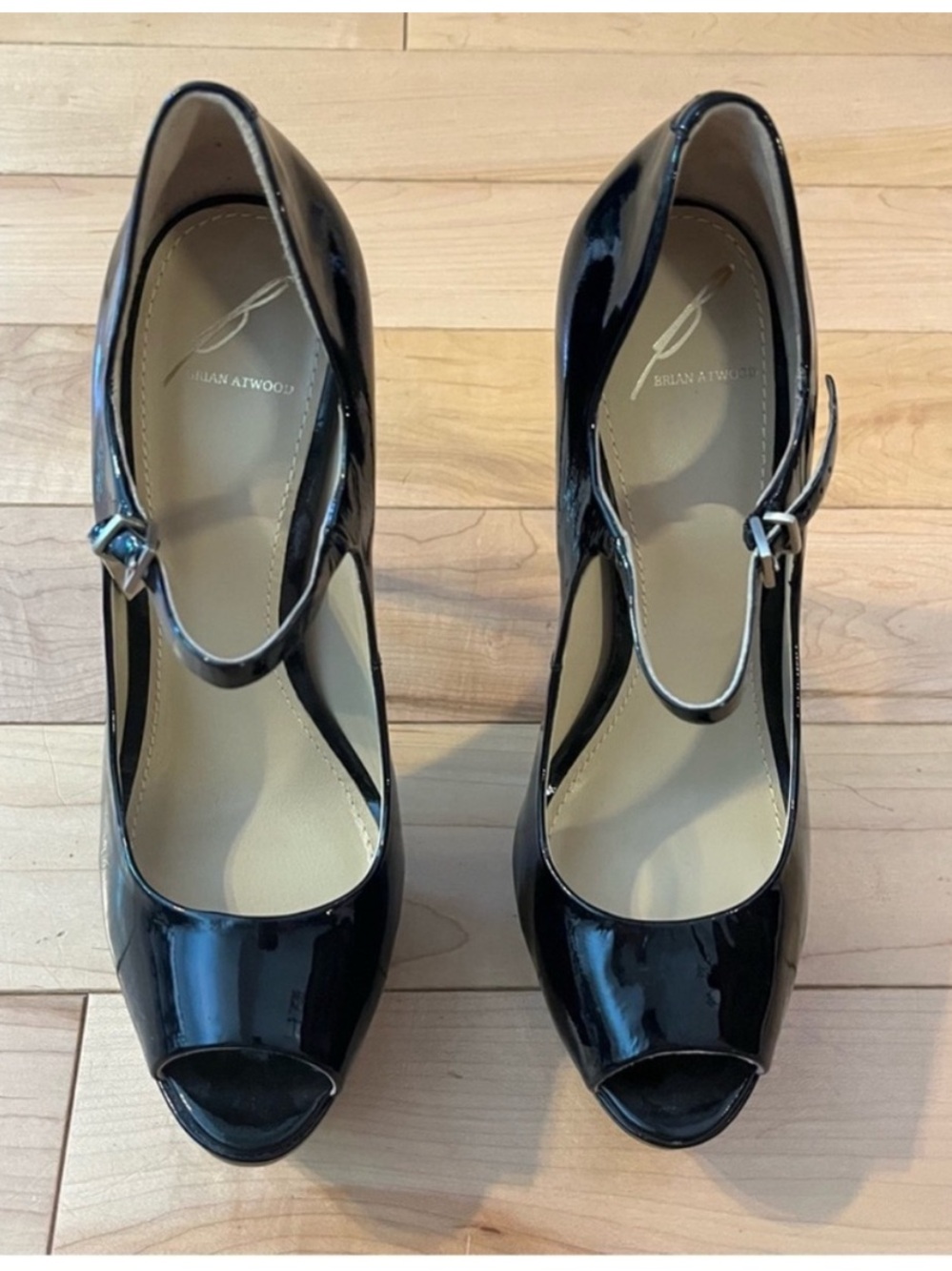 Brian Atwood Ferrand Sky High Stiletto Black Patent Leather Platform Heels 7 - Picture 4 of 11